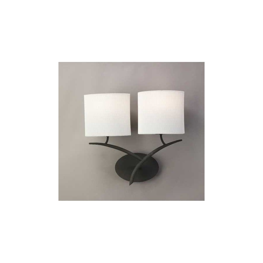 Aplique Eve Forja Cinzento Antracite 2 Lâmpadas com Ecrã Branco Roto Mantra - Luminárias - forja, cinzento, antracite, 2 lâmpadas, ecrã branco
