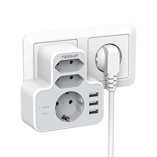 Tessan 1000-0011 extensão elétrica 5 tomada(s) CA interior Preto, Branco TESSAN - Fios e cabos elétricos - 5 tomadas, preto branco, interior, 2 saídas ac, 3 usb