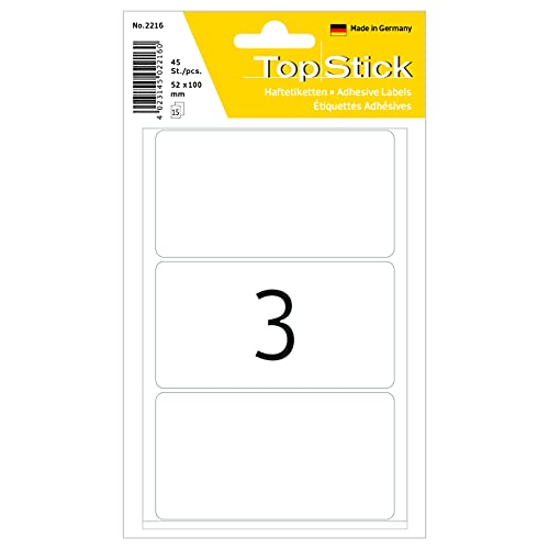 Etiqueta autocolante TOPSTICK 2216 Multiuso (52 x 100 mm - Branco) HERMA - Papel de impressora e copiadora - autocolante, 52 x 100 mm, multiuso, branco