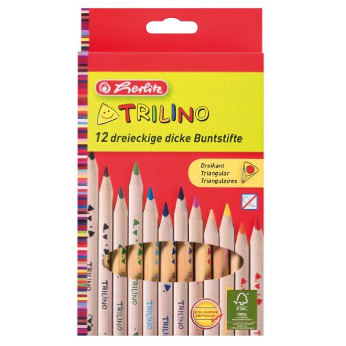 Lápis de Cor HERLITZ Trilino (12 Un - Multicor) Herlitz - Lápis - multicor, fácil uso, cores vivas, madeira maciça