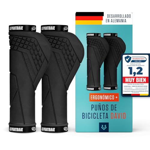 Alphatrail Ergo David I Grip Bicicleta Unisexo Preto para Ciclismo (Recondicionado Como Novo) Alphatrail - Punhos e decoração para guiador de bicicleta - bicicleta, unisexo, preto, ciclismo