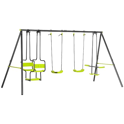 Conjunto de Baloiços Outsunny | 355 x 184 x 186 cm - Verde Outsunny - Baloiços e conjuntos de jogo. - baloiço, 355x184x186cm, verde