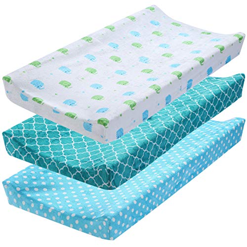 Conjunto de 3 Capas de Mudanças Ultra Macias Nicoone - Capas para trocador e bandejas - poliéster macio, almofadas ajustáveis, fixação para cama, tampa anti-estática