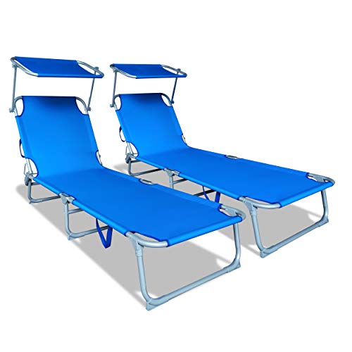 Conjunto de 2 Espreguiçadeiras VOUNOT Azul (190 x 58 x 27 cm) VOUNOT - Móveis de exterior - espreguiçadeiras, azul, 190x58x27cm