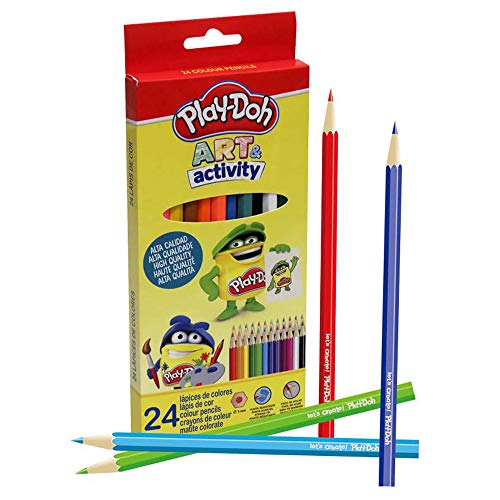 Lápis de Cor PLAY DOH Color Pencils Box 24 Colors PLAY-DOH - Meios de pintura - 24 cores, alta qualidade, resistente, escolar