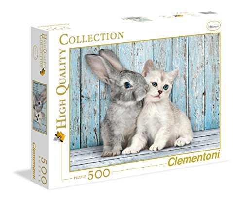 Puzzle CLEMENTONI Cat and Rabbit (Idade Mínima Recomendada: 6 anos) CLEMENTONI - Quebra-cabeças de encaixar - puzzle, CLEMENTONI, gato, coelho, 500 peças