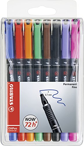 Marcador Permanente STABILO OHPen (8 Un) Stabilo - Marcadores e marcadores de texto - permanent, ponta 2,5 mm, traços grossos