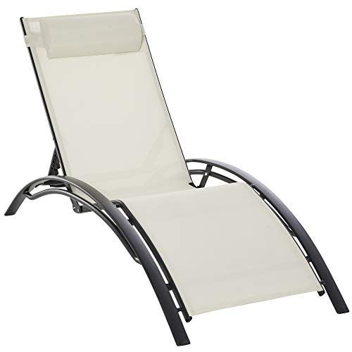 Espreguiçadeira Outsunny | Reclinável | Encosto Ajustável 5 Posições | Alumínio | Textilene | 171x64x82 cm Outsunny - Móveis de exterior - reclinável, encosto ajustável, alumínio, textilene