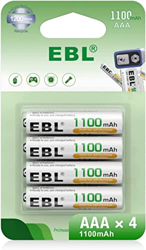 Ebl Aaa Bateria Recarregável Último Pacote (4 Unidades) EBL - Baterias de uso geral - 1.2V, 1100mAh, preto, 140g