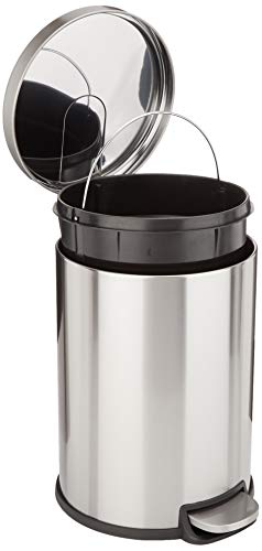 Caixote do Lixo AMZBASICS C-10079S (20 L) Amazon - Lixeiras e cestos de lixo - 20 litros, aço inoxidável, alça, resistente