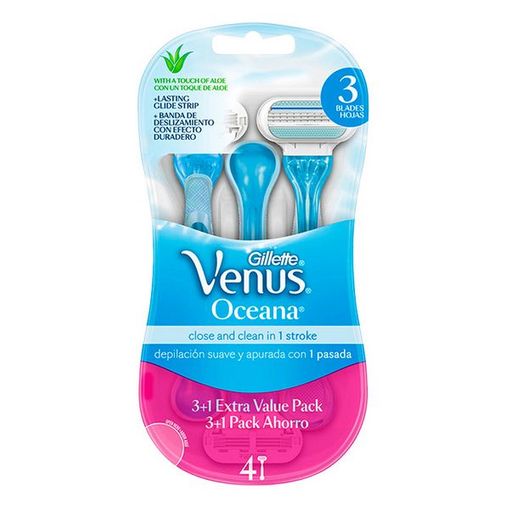 Máquina de Barbear GILLETTE Venus Oceana Maquinilla Desechable 4 Unidades Gillette - Lâminas e navalhas de barbear - desmontável, 4 unidades, azul