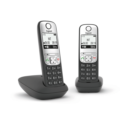 Telefone sem fio GIGASET A690 Duo Preto, prateado Gigaset - Telefones com fios - sem fio, polifónicos, fm radio, volume ajustável
