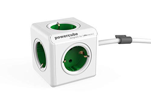 Extensão Elétrica ALLOCACOC PowerCube Extended Verde Allocacoc - Fios de extensão - 6 tomadas, proteção infantil, interruptor on/off, cabo 15m