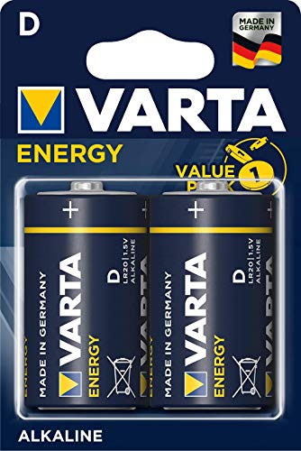 Pilha Não Recarregável VARTA ENERGY D LR20 Alcalino (2 unidades) Varta - Baterias de uso geral - alcalino, 1,5 V, 2 unidades, cilíndrico