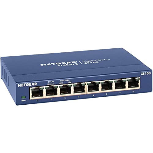 Switch NETGEAR GS108GE-100PES (8 Portas Gigabit) Netgear - Concentradores e comutadores - 8 portas, gigabit, Switch