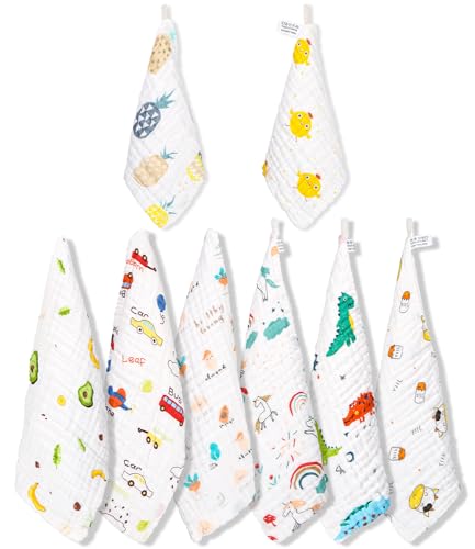 Toalha de Muselinas TIDEVAN 8 Peças (Algodão - 25 x 50 cm) TIDEVAN - Móveis para bebês e crianças pequenas - algodão, 25 x 50 cm, 8 peças, musselina