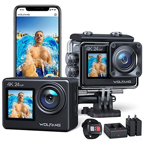 Action Cam WOLFANG GA200 (4K - 24 MP - Até 120 min de autonomia) WOLFANG - Câmaras de vídeo - 4k, 24 MP, 120 min autonomia, 30 fps