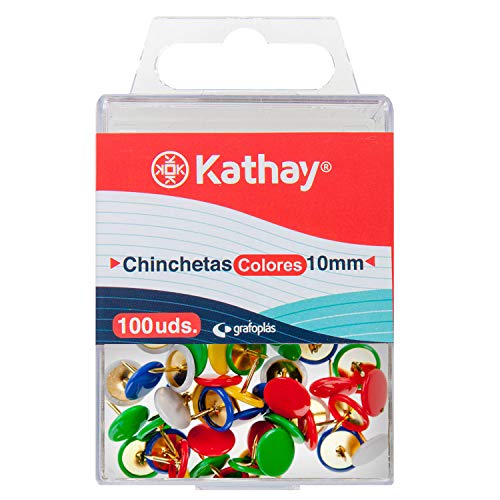 Caixa de 60 Pregos Plásticos KATHAY 86400699 Grafoplás del Noroeste S.L. - Alfinetes e tachas - 60 pregos, 1,0mm, níquel, cores sortidas