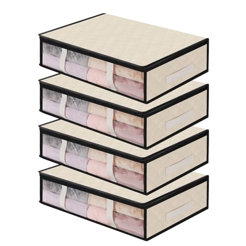 Caixa de Arrumação AIQINU 4 Conjuntos (Branco - Poliéster) AiQInu - Sacolas de armazenamento doméstico - poliéster, cremalhada, 14 conjuntos, altura 15 cm
