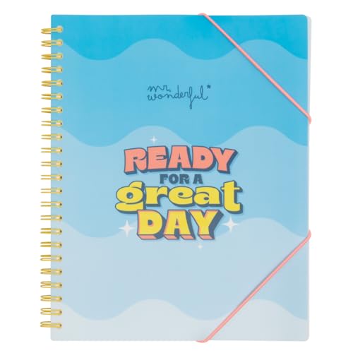 Pasta Organizadora MR. WONDERFUL Ready For A Great Day Mr. Wonderful - Papel de impressora e copiadora - 30 folhas, plástico transparente, cartão rígido, design colorido