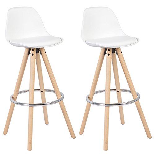 Conjunto de 2 Bancos de Cabeceira WOLTU WOLTU - Cadeiras - 2 bancos, madeira maciça, encostos imitando couro, design moderno
