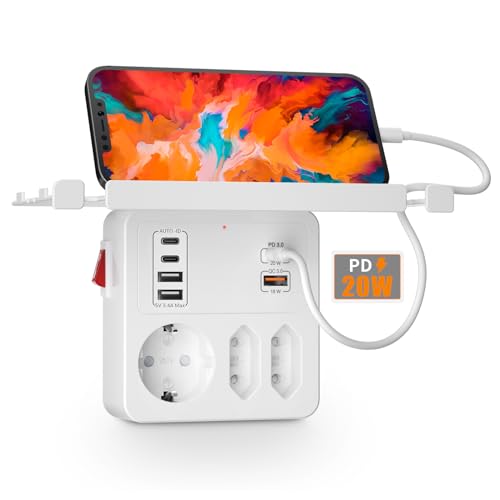 Extensão Elétrica DURONIC PD20W Branco (2 tomadas) AONOKA - Fios e cabos elétricos - interruptor, 2 tomadas, 4 extensores, suporte móvel