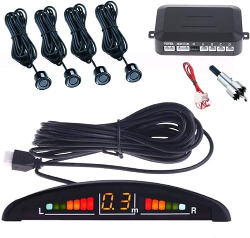 Squado Sensor de Estacionamento com Ecrã e Som SQUADO - Equipamento de segurança para veículos - 4 sensores, display LED, 2 metros, ajustável