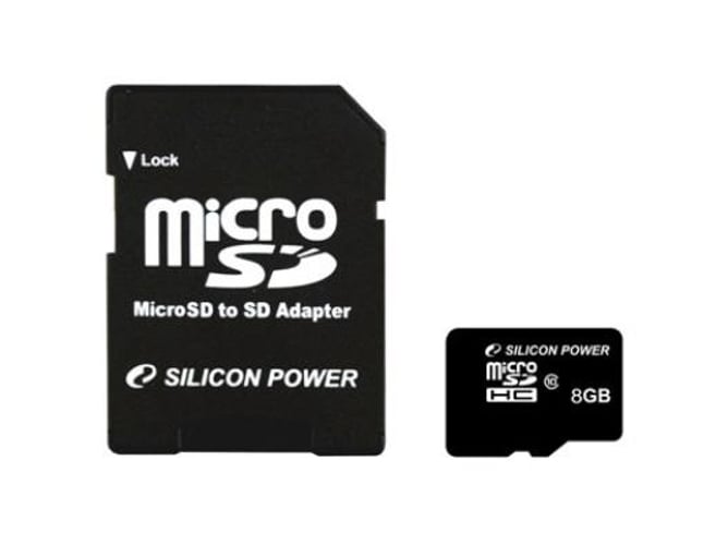 Cartão de Memória MicroSDXC Silicon Power SP008GBSTH010V10 8GB Silicon Power - Cartões de memória flash - 8 gb, MicroSDHC, Classe 10, 20 MB/s, preto