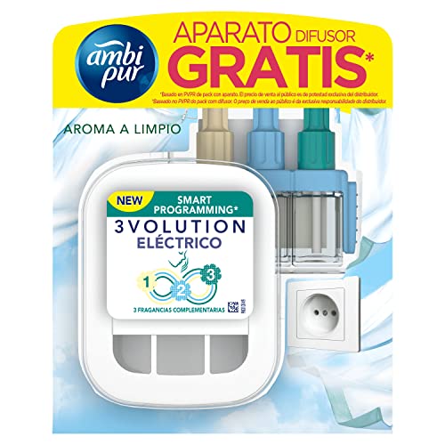 Ambi Pur 3volution Recarga de Aromas Limpo Procter & Gamble - Aromatizadores de ambiente - aroma limpo, fresco, 90 dias, recarga fácil