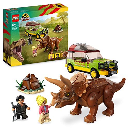 LEGO Jurassic World: Investigação do Tricerátrop (Idade Mínima Recomendada: 8 anos) LEGO - Blocos de encaixe - triceratops, dr. ian malcolm, dra. ellie sattler, ford explorer, sistema de navegação