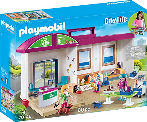 Playmobil City Life: Clínica Veterinária Transportável (Idade Mínima Recomendada: 4 anos) PLAYMOBIL - Conjuntos de brinquedos - clínica veterinária, transportável, médico veterinário, assistente de veterinária