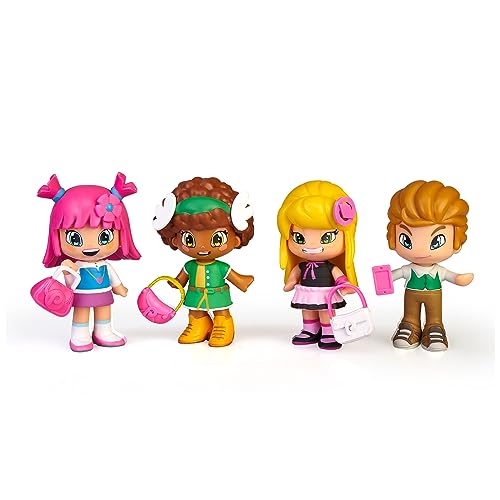 PINY PONY Piny 4 amigos (Idade Mínima Recomendada: 3 anos) Pinypon - Brinquedos - 4 amigos, 3 anos, acessórios, cenário