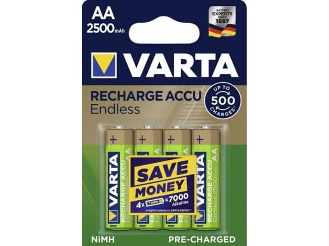 Pilhas Recarregáveis VARTA Endless Energy Varta - Baterias de uso geral - pilhas recarregáveis, varta endless energy, litio, 2500 mAh, dispositivos, energia estável