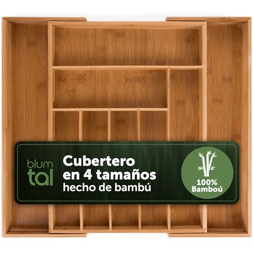 Organizador de Talheres BLUMTAL 07-09 (Bambu - 25 x 19.5 x 14 cm) Everbrent - Utensílios de mesa - 5 compartimentos, 7 compartimentos, bambu, leve