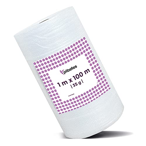 Rolo de Plastico com Bolhas 1M X 100M MUNTRADE - Materiais de embalagem - papel de bolhas, amortecimento, 1m x 100m