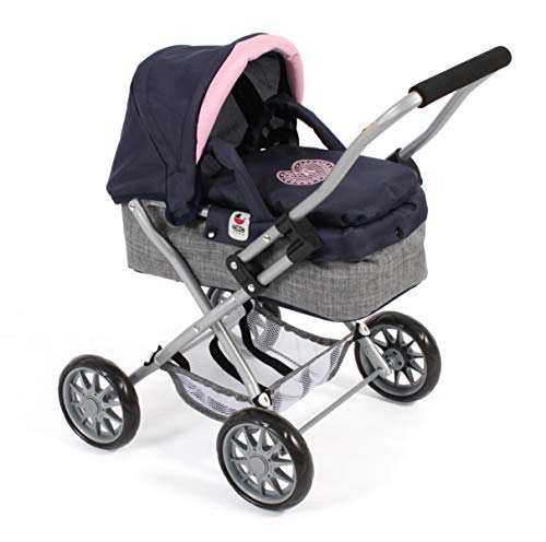 Carrinho de Bonecas BAYER Chic 2000 (Idade Mínima: 3 - Azul) 43861 - Acessórios para bonecas e figuras de ação - saco amovível, tampa dobrável, rede bagagem, 3+