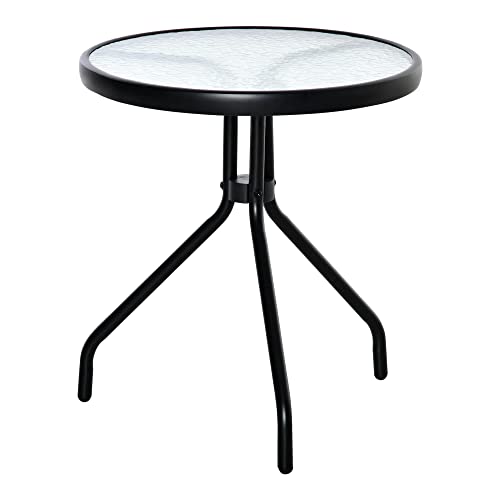 Mesa de Centro Redonda Outsunny | 50 x 50 x 55 cm - Preto Outsunny - Mesas de exterior - 50x50x55 cm, preto, vidro, ondulado