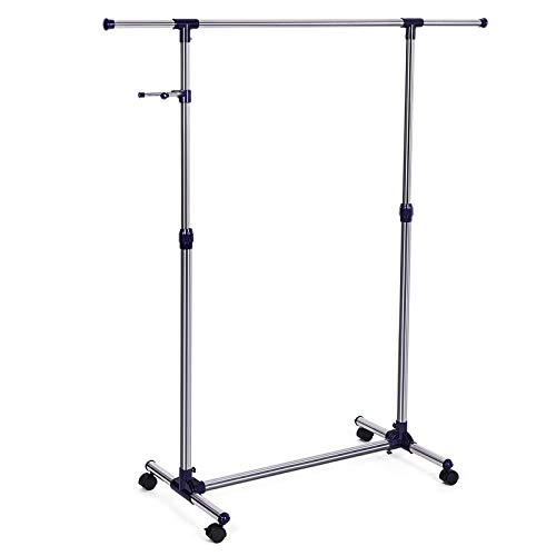 Varão de Roupeiro Expansível com Rodas Azul 150X44X165Cm SONGMICS SONGMICS - Organizadores de armário e cabideiros - expansível, rodas, 150x44x165cm