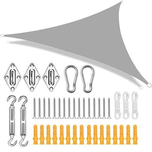 Toldo Vela Triangular com Kit de Montagem CZEMO Czemo - Guarda-sóis e toldos de exterior - resistente à água, bloqueio UV, borda reforçada, anel D