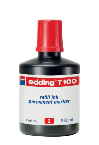 Recarga de Marcador Permanente EDDING T100 Vermelho Edding - Recargas de tinta para marcadores e marcadores fluorescentes - recarga, marcador permanente, eddington, vermelho, sistema dispensador, frasco