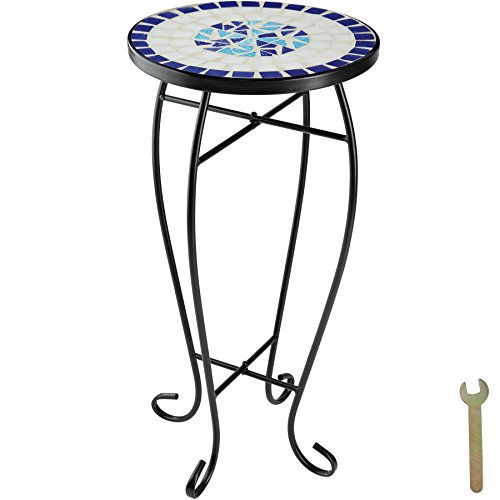 Mesa de Exterior TECTAKE Mosaico (Branco - Aço - 30x30x61,5 cm) TecTake - Móveis de exterior - exterior, aço, 30x30x61.5 cm