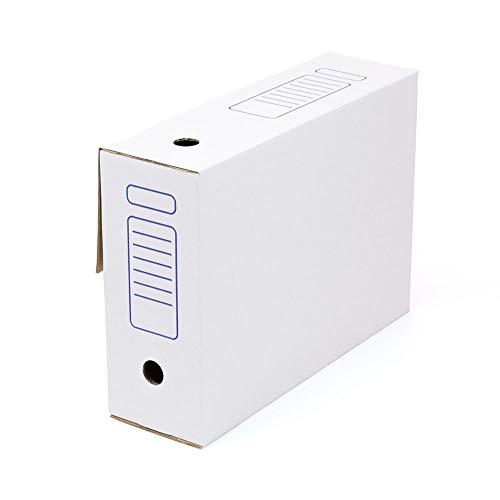 Caixa de Arquivo ONLYBOXES 1000-104W Branco Font Packaging Group - Organizadores de mesa - resistente, fecho automático, identificação fácil, abertura