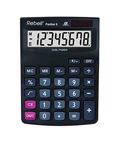 Rebbel Panther 8 Calculadora de Mesa Preto Unbekannt - Calculadoras - calculadora, mesa, bateria lítio, ecrã 44x21mm