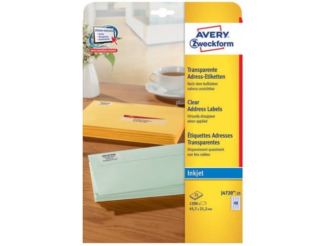 Etiquetas autocolantes AVERY ZINK 1141-25 Avery - Etiquetas de endereço - termo resistente, superfícies lisas, impressão direta, qualidade profissional
