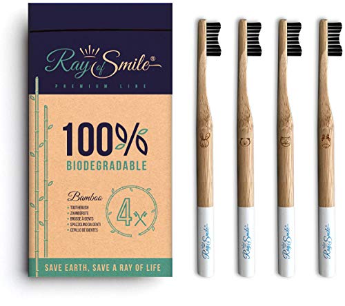 Escova de Dentes RAY OF SMILE Madeira Bamboo 4 Unidades RAY OF SMILE - Escovas de dentes - madeira, bamboo, 4 unidades
