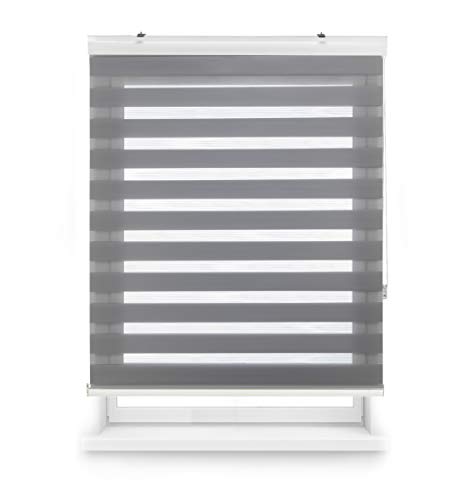 Blindecor Premium Roll-Up Blind Night And Day Galery Cinzento Prateado Blindecor - Persianas e cortinas - estores, tecido, poliéster, cinzento prateado