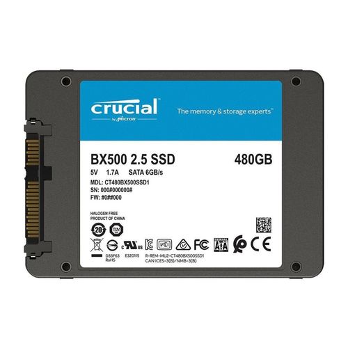 Disco SSD Interno CRUCIAL BX500 (480 GB - SATA - 540 MB/s) Crucial - Dispositivos de armazenamento - 480 GB, sata, 540 mb/s