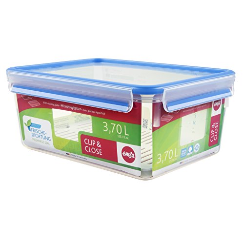 Caixa de Conservação EMSA Clip & Close Rectangular Emsa - Recipientes de armazenamento de alimentos - plástico, 3,7 L, azul