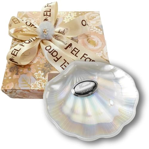Concha para Batismo Oval 3D Cristal Nacarado 10X12Cm JOYERIA EL FARO - Colheres - concha, batismo, cristal, nacarado, vidro niquelado, 3D