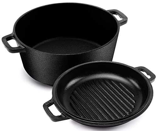 Panela de Ferro Fundido KICHLy 2 em 1 (Preto) KICHLY - Fornos holandeses - ferro fundido, preto, alumínio, 20L